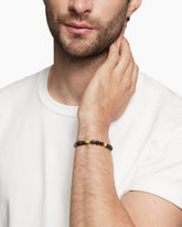 Memento Mori Skull Bracelet in 18K Yellow Gold with Forged Carbon, 6mm